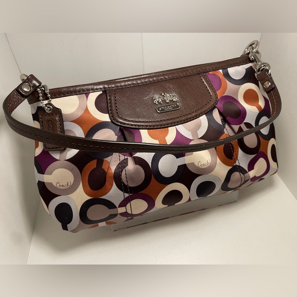 Coach Brown and Multicolor Circle Pattern Shoulder Bag